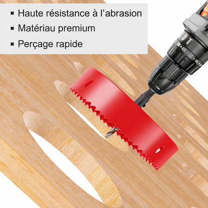 scie cloche bimetallique M42 HSS rouge avec foret centrage ressort ejecteur perceuse haute resistance