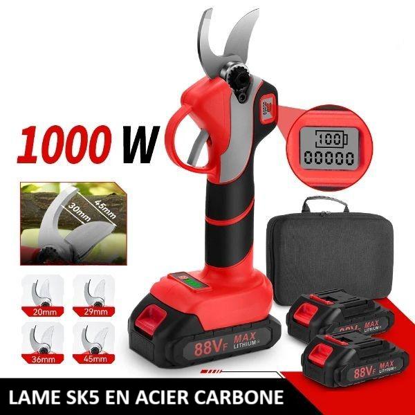 secateur electrique batteries sacoche noire lame SK5 acier carbone