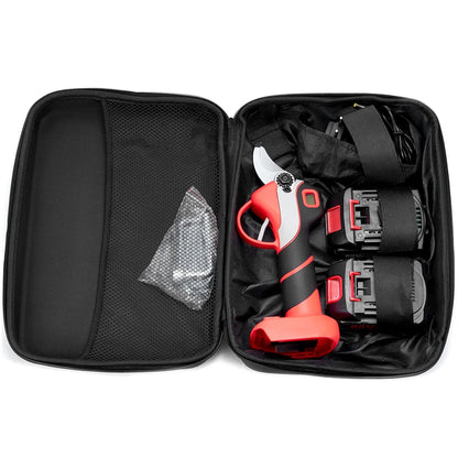 secateur electrique portable rouge noir ergonomique pochette  noire 