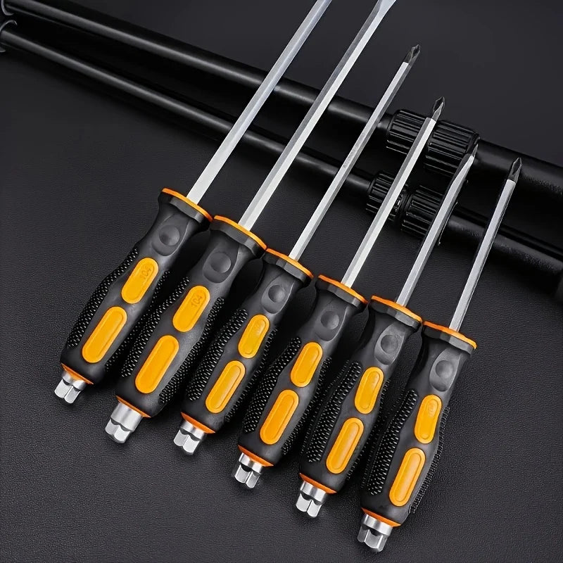 six tournevis a frapper de couleur orange et noire 