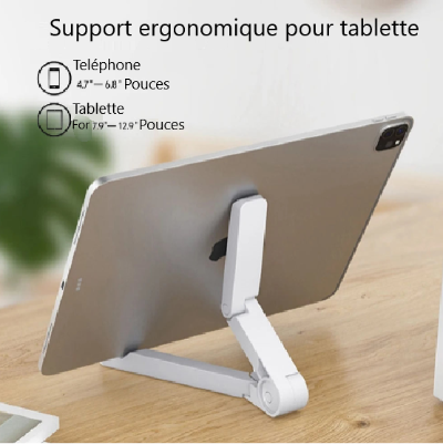 Tablette fixée sur Support tablette bleu