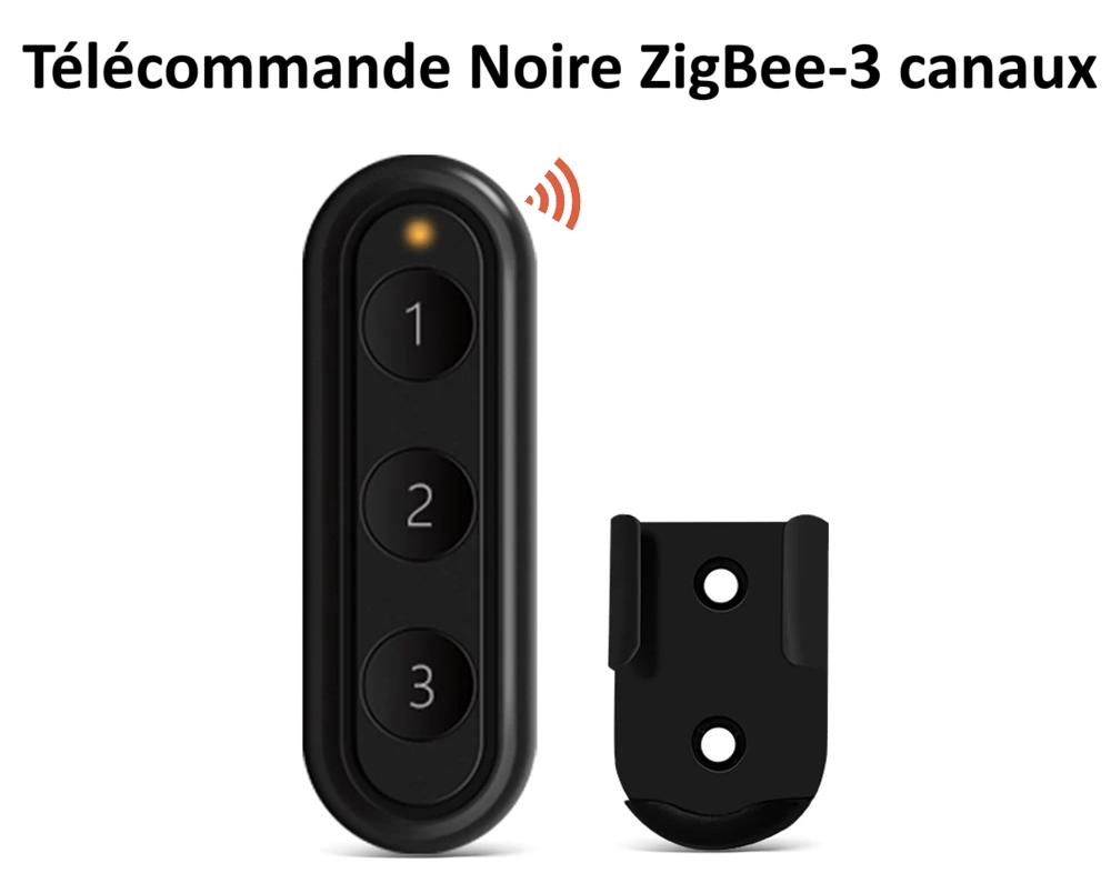 Télécommande noire à trois canaux , interrupteur zigbee