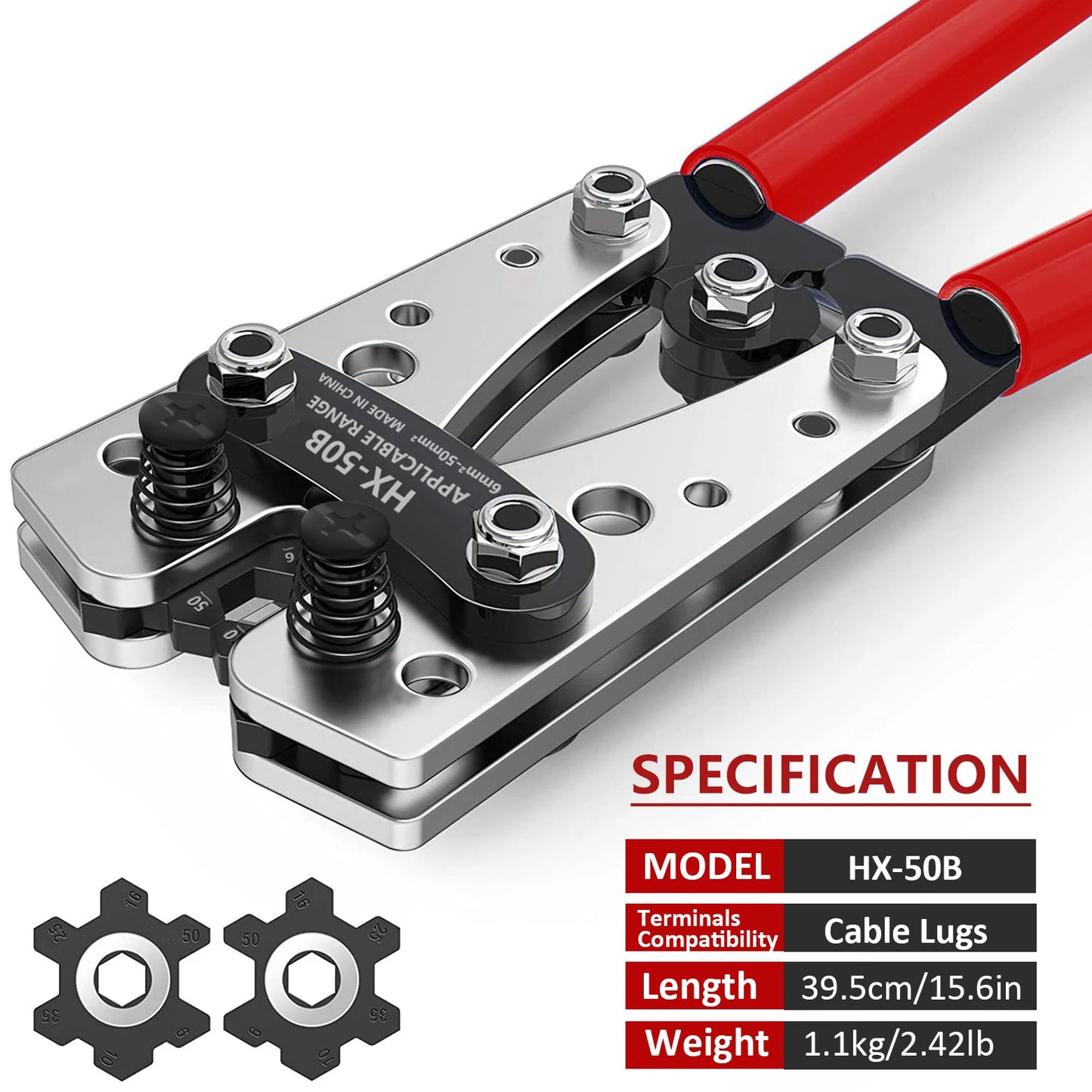 tete de pince à sertir avec poignees rouges, concetion ergonomique et haute precision  et haute qualite