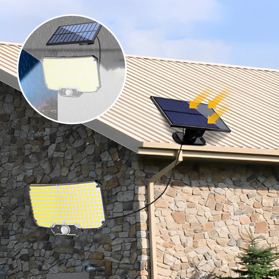 Lampe solaire extérieur posée sur le toit maison ensoleillée