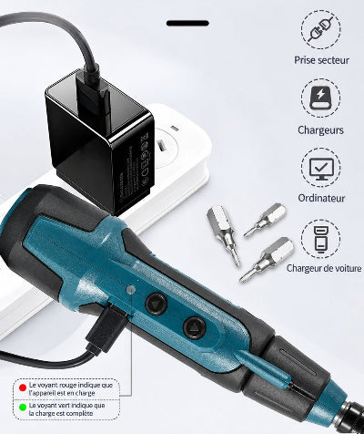 Tournevis électrique sans fil rechargeable USB 3.6V en cours de charge