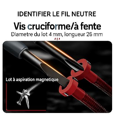 tournevis electriquse rouges  cruciforme et a fente  aspiration magnetique  vis magnetisees
