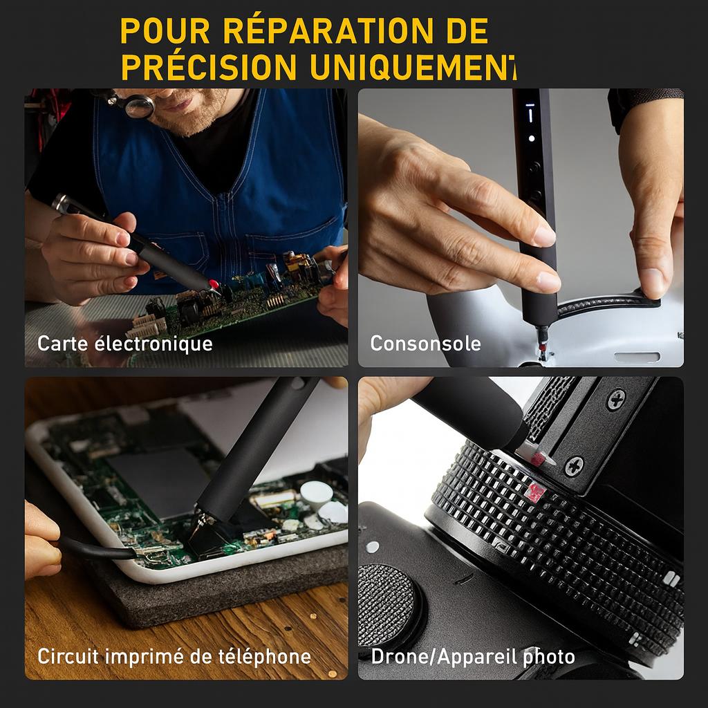 tournevis professionel reparation carte electronique , console, circuit imprime , drone,appareil, photo.