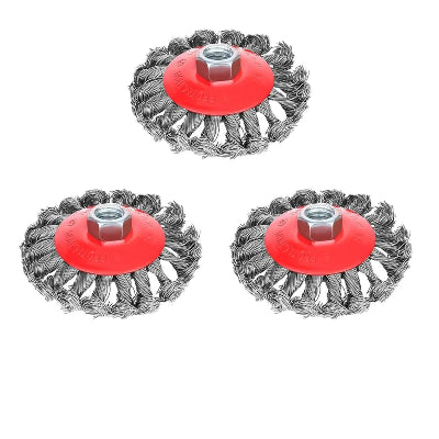 trois Brosse metallique rouge pour perceuse