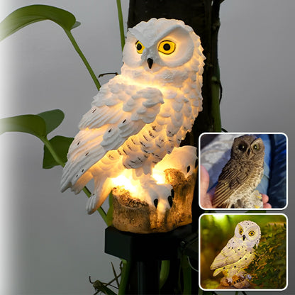 trois Lampe solaire extérieur chouette maron ,panneau solair ,Éclairage LED dans la nuit 