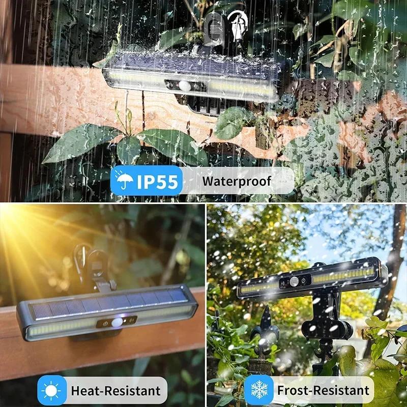 trois Lampe solaire exterieur éclairent  maison  et jardin la nuit pluie