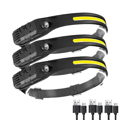 trois Lampes Frontale à un bandeau avec usb-c 