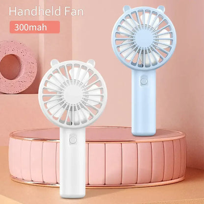 Trois Mini ventilateur portable bleu et blanc, 300mAh