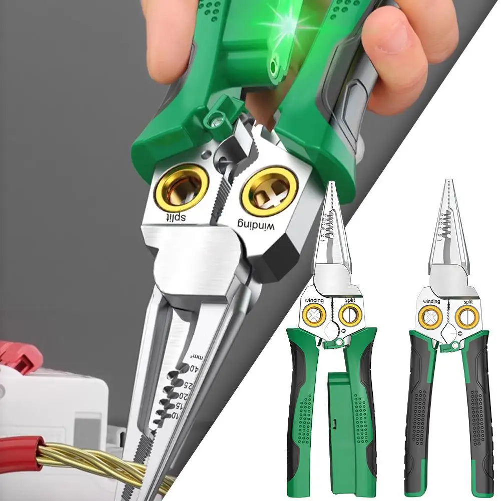 trois  PINCE A DENUDER multifonction poignee verte poignee noire cable rouge