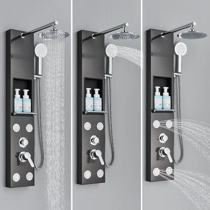 Trois Colonne de douche, noir, pluie large, cascade, jets de massage