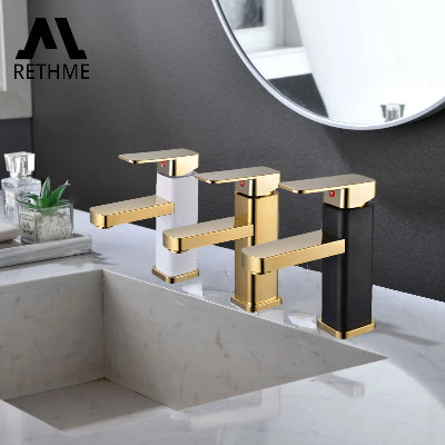 trois robinet salle de bain blanc doré, doré et blanc doré