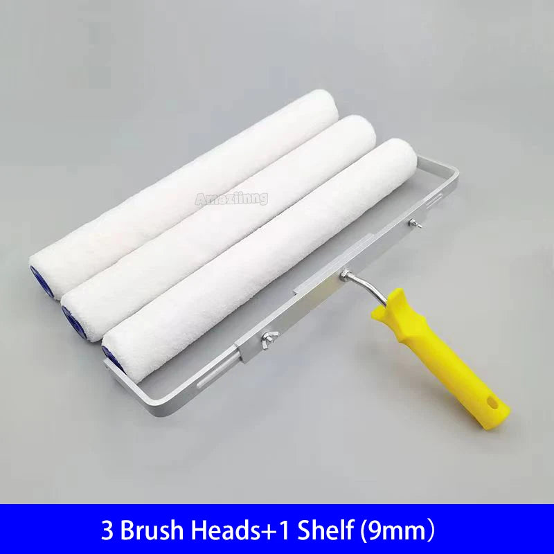 trois rouleau peinture blancs avec poignee  aluminium jaune 