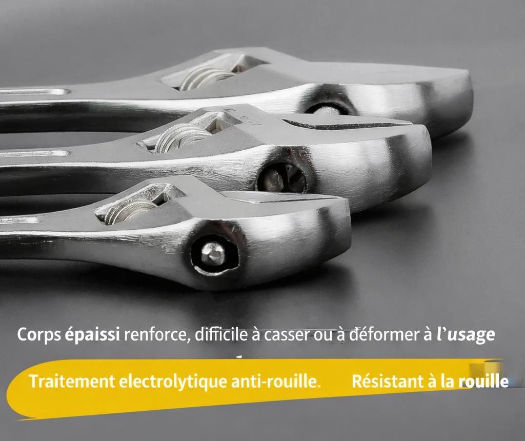 trois tetes de Cle a molette , traitement anti rouille