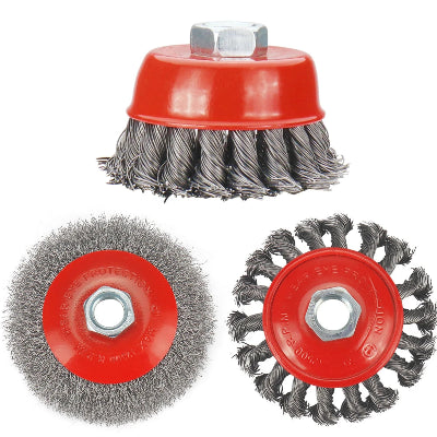 trois types  Brosse metallique rouge pour perceuse
