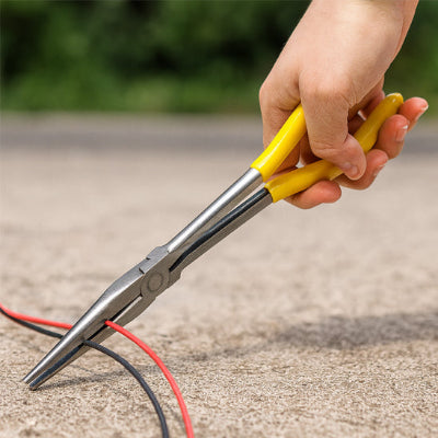  Pince longue poignée ergonomique   jaune coupe fils noir et rouge