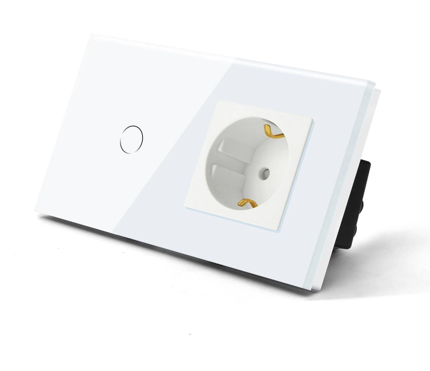 une prise Interrupteur tactile va et vient blanc en verre trempe mur salon blanc