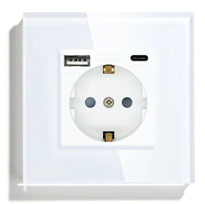 une prise une USB type c Interrupteur tactile va et vient blanc en verre trempe mur salon blanc